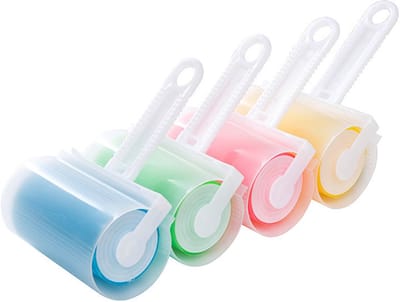 4-pack herbruikbare pluizenrollers, draagbaar en wasbaar, geschikt voor banken, huisdieren, kleding en tapijten (geel, blauw, groen, roze)
