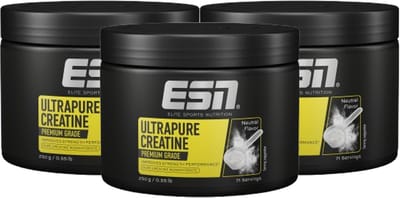 ESN Ultrapure Creatine Poeder, 3 x 250 g Voordeelverpakking - Puur Creatine Monohydraat, Premium Kwaliteit, Veganistisch