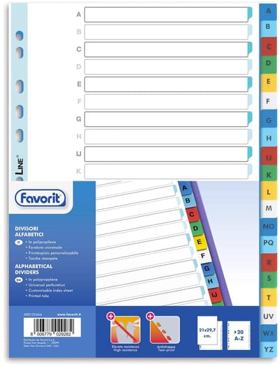 Favorit 400132466 indextab Alfabetische tabbladindex Polypropyleen (PP) Meerkleurig