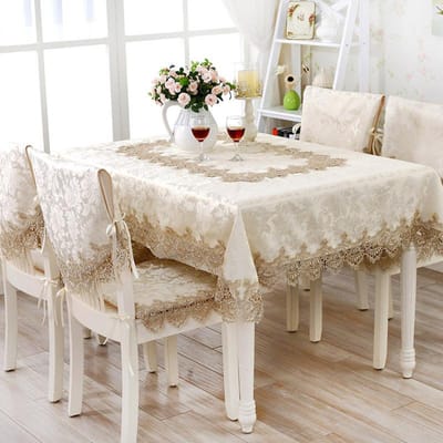 Elegante Kanten Tafelkleden Jacquard Bruiloft Tafelkleed Huisdecoratie Textiel Stoelhoezen Handdoeken 45x45cm pillow cover beige