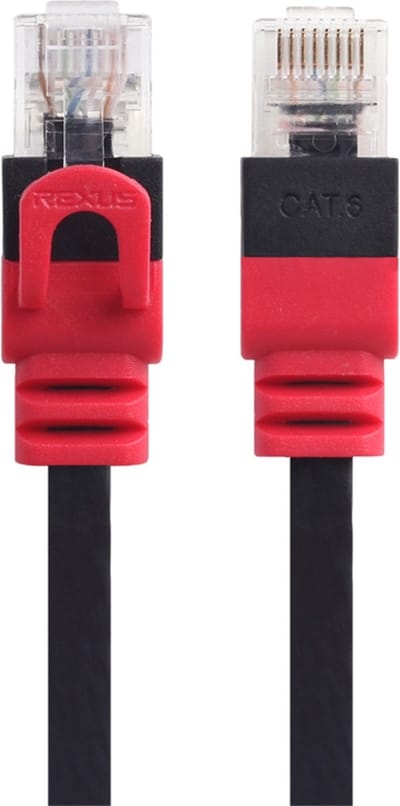 By Qubix internetkabel - 0.5m REXLIS cat 6 Ultra dunne Flat Ethernet netwerk LAN kabel (1000Mbps) - Zwart - UTP kabel - RJ45 - UTP kabel