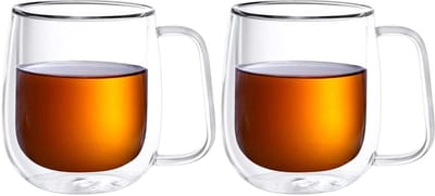 Bricard Dubbelwandige Glazen met Oortje - 300ml - Set van 2 - Koffieglas - Theeglas