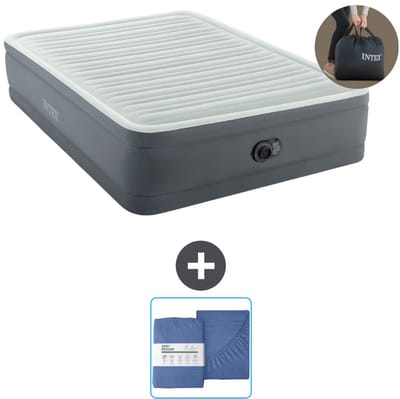 Intex Luchtbed - 2-Persoons - 152 x 203 x 46 cm - Grijs - Inclusief pomp en Hoeslaken