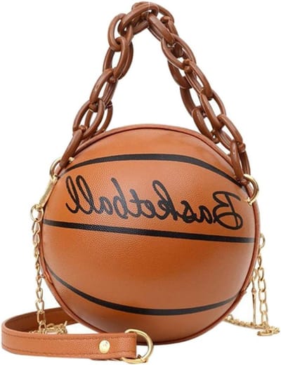 Ronde Schoudertas in Basketbal Vorm voor Vrouwen - Handtas, Portemonnee en Cirkelvormige Tas in Bruin, Eén Maat