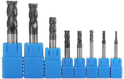 Set van 8 Freesboren van Tungsten Staal voor CNC Bewerking 2-12 mm met 4 Groeven