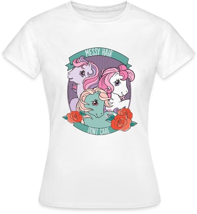 My Little Pony Retro Messy Hair Don't Care Statement T-Shirt Dames