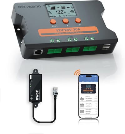 PWM 30A Zonne-opladekontrolleur voor 12V/24V met LCD-scherm en USB-poorten