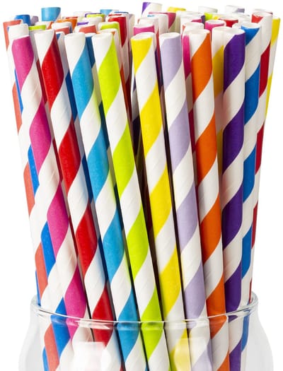 Papieren Rietjes 200 stuks - Biologisch Afbreekbare Festelijke Rietjes in 10 Kleurenmix (0.6x21 cm) voor Feesten, Bruiloften en Verjaardagen - Ecovriendelijk Feestartikelen