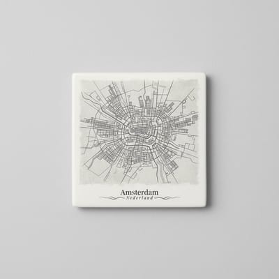Amsterdam Stadskaart Tegel – Vintage Stedelijke Woondecoratie – Keramische Tegel 15 x 15 cm