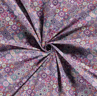 Bloemen Katoen Stof - Mille Fleur Abstract Kobalt Blauw - 1 Meter