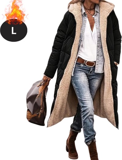 Livano Winterjas - Parka Dames Winterjas - Winter - Volwassen - Stijlvol - Lange Jas Dames - Mantel Vrouwen - Zwart - L