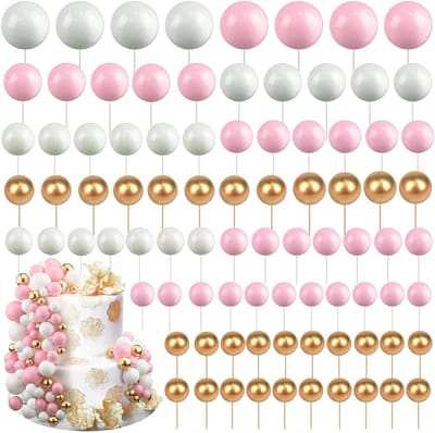 Decoratieve Cakeballen voor Feesten - 108 Stuks in Roze, Wit en Goud voor Verjaardagen, Bruiloften en Babyshowers