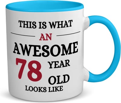 Akyol - an awesome 78 year koffiemok - theemok - blauw - Hoera 78 jaar - 78 geworden - verjaardagscadeau - cadeau voor opa/oma - 350 ML inhoud