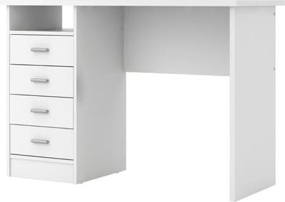 Fula bureau 4 lades en 1 plank, wit.
