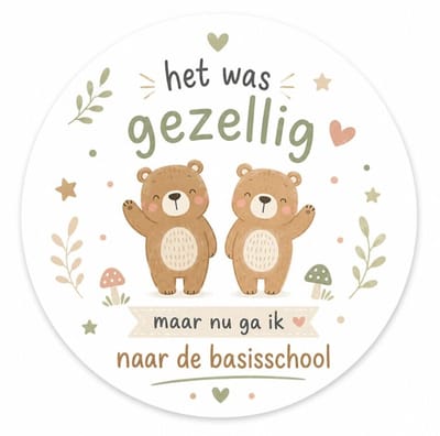 20x Traktatie stickers Beren Gezellig - Verjaardag stickers - Afscheid opvang - Sluitstickers - Kinderfeest Traktatie - Uitdelen - Uitdeeltraktatie - Wensetiket - Rond - 40mm - Glossy sticker