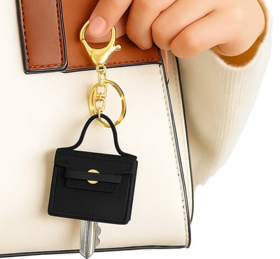 Mini Handtas Sleutelhanger met Muntvakje – Zwarte PU Leren Coin Bag Keychain – Luxe Dames Accessoire