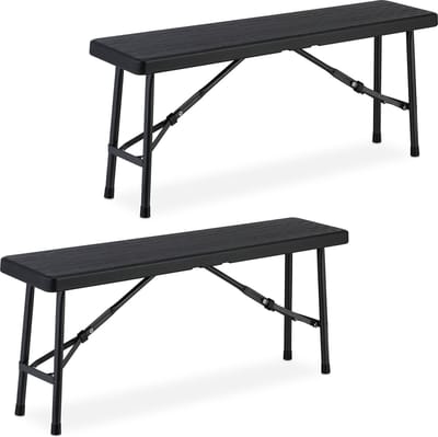 bierbank set van 2 - inklapbaar - kunststof - staal - 42 x 100 x 25 cm - zwart