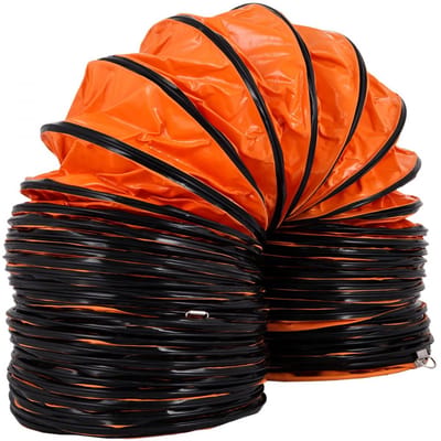 Ventilatieslang - Luchttransportslang PVC - Lengte 4,9 m - Warmeluchtslang - Flexibel Opvouwbaar - Rond - Explosieveilig