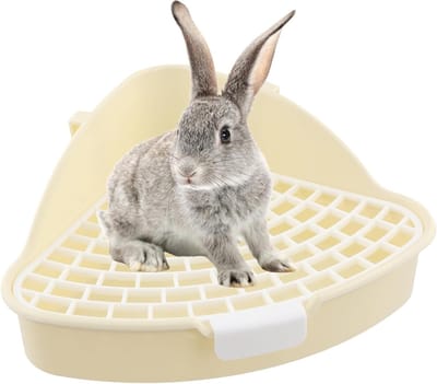 Hoektoilet voor Kleine Dieren, Driehoekige Litter Box voor Konijnen, Cavia's en Hamsters, Potty Trainer met Comfortabele Bodembedekking