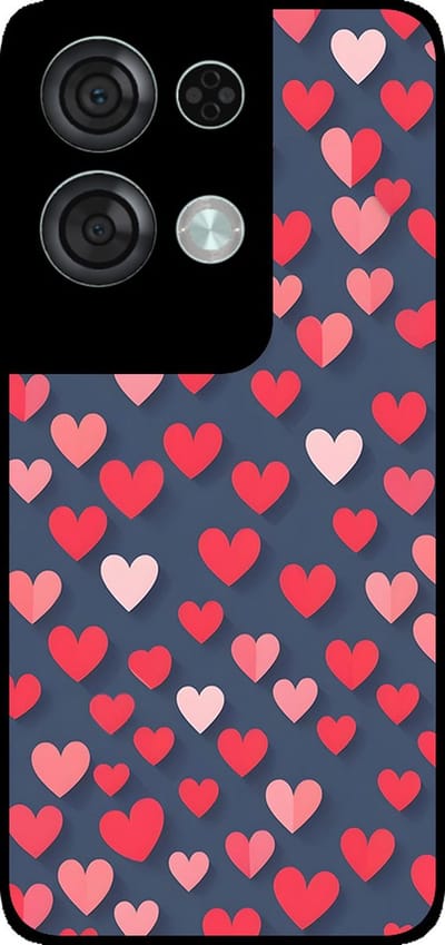Smartphonica Telefoonhoesje Geschikt voor Oppo Reno 8 Pro met Roze en Rode Hartjes Opdruk - TPU Backcover Case With Rosé and Red Heart Design geschikt voor Oppo Reno8 Pro