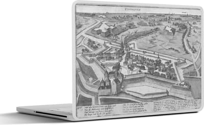 Laptop sticker - 11.6 inch - Een historische stadskaart van Eindhoven - zwart wit - 30x21cm - Laptopstickers - Laptop skin - Cover