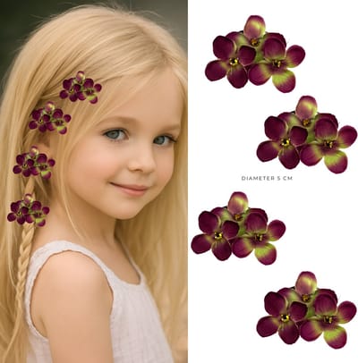 6 x Kleine Tai Dai Haar Bloemen Clicks van textiel diameter 5 cm - Valentijn - cadeautje - haarclip - haarschuifje - gala en bruiloft - haarmode - bloemetjes - moederdag - verjaardag - huwelijk - haarspeld - kinderen