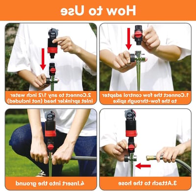 Set van 3 Tuinspuiters, 360° Automatische Rotatie Tuinspuit, Ideaal voor Gazons, Planten en Bloemen, Duurzaam Ontwerp voor Effectieve Besproeiing