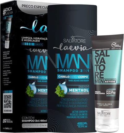 Kit Laevia Man 3IN1 Shampooing Energie Menthol 400 ml + Pomada 100 ml