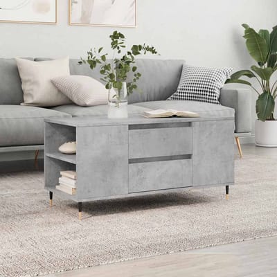 vidaXL - Salontafel - 102x44,5x50 - cm - bewerkt - hout - betongrijs