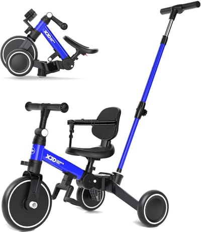 6-in-1 Peuter Driewieler Fiets voor Kinderen van 1-4 Jaar - Verstelbare Zithoogte en Duwhandvat
