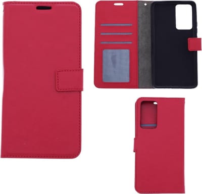 LuxeBass Hoesje geschikt voor Xiaomi 12 Pro - Boekhoesje met kaartvakken - Rood gsm hoesje - telefoonhoes - telefoonhoesjes