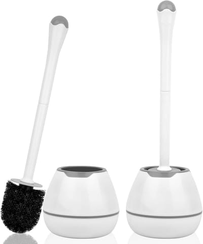 Famanu – Toiletborstel en houder, set van 2, lang handvat, druppelbestendig