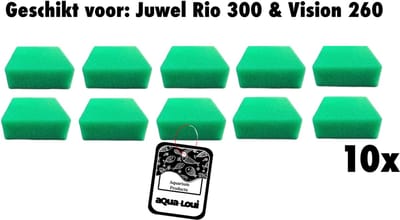 Aqua-Loui® - Nitraat Filterspons - 10 Stuks - Geschikt voor Juwel Bioflow 6.0 - Large L - Rio 300 & Vision 260 - 12,5 × 12,5 × 5 cm
