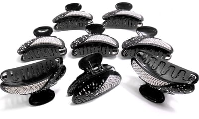 8 grote haarklemmen 8,5 cm zwart met strass patroon