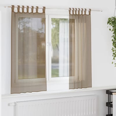 vidaXL Gordijnen voile met lussen 2 st 140x140 cm lichtbruin