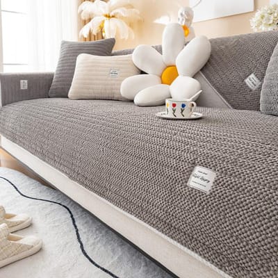 Ribfluwelen Bankhoes Algemeen Winter Woonkamer Bankkussen Leren Bankhoes Dik Pluche Rugleuning Handdoek Ademende Hoes 30x50 pillowcase1pc grijs