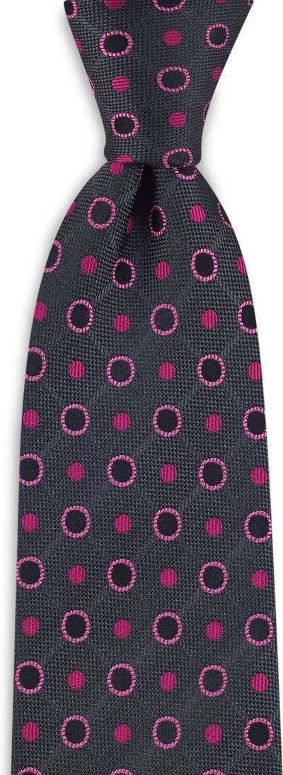 We Love Ties - Stropdassen - Stropdas Roundabout - grijs / fuchsia