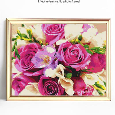 5D bricolage diamant broderie vente fleur diamant peinture pleine ronde photos 20X30 pink