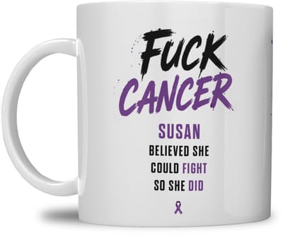 MOK | FUCK CANCER | PAARS BOOM DESIGN | GEPERSONALISEERD MET NAAM | WIT