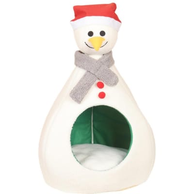 Nid d'animal de compagnie Bonhomme de neige Cadeau de Noël Nouvel An Maison pour chien Nid pour chat Semi-fermé Amovible Nouveau Nid Dessin Animé Créatif M 64*35*35cm white