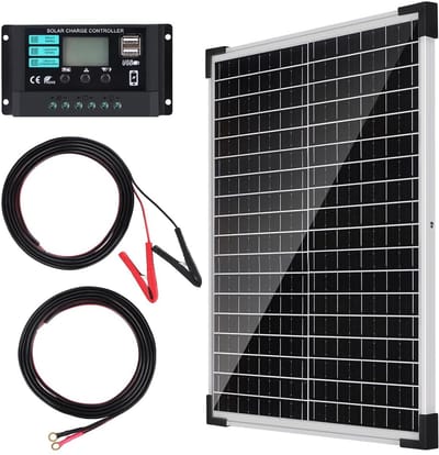 Zonnepaneel Systeemset - Energie Kit - Energie Opwekken - Monokristallijn 25W - 12V - Zwart