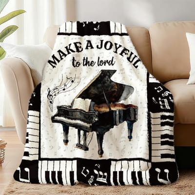 Cuddly Piano Dekentje voor Muziekliefhebbers, Fluffy Fleece Plaid voor Thuis, Sofa en Bed 150x130cm