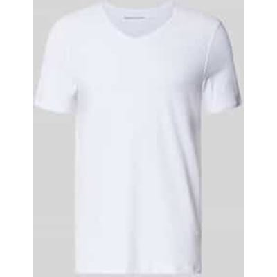 T-shirt met V-hals en rolzoom