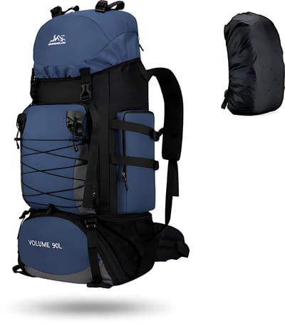 CarryQuest® 90L Tactical Backpack - Waterdichte Trekking Rugzak met MOLLE-Systeem, Compressieriemen & Rugventilatie - Blauw