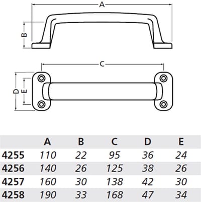 Handgreep opschroevend, alu/naturel 4257-01 160mm