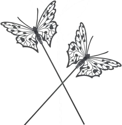 Set van 2 Decoratieve Vlinder Tuinpluggen van Metaal voor Bloembedden - Unieke Tuinaccessoires en Tuindecoratie