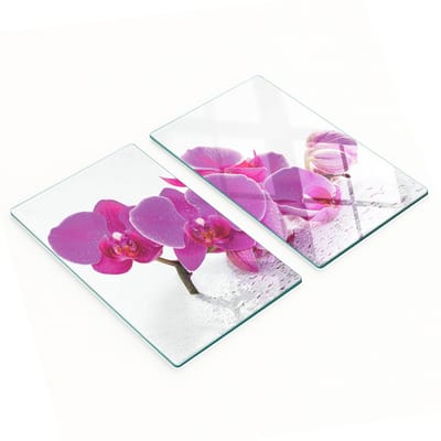 Stijlvolle en duurzame glazen borden met roze orchideeënprint, 2x30x52 cm