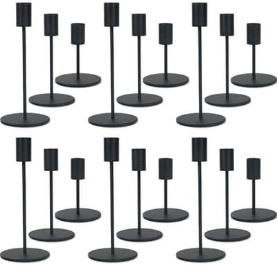 Set van Zwarte Kandelaarhouders voor Taper Kaarsen - Decoratieve Kaarsenstandaards voor Bruiloft en Feestelijke Tafel