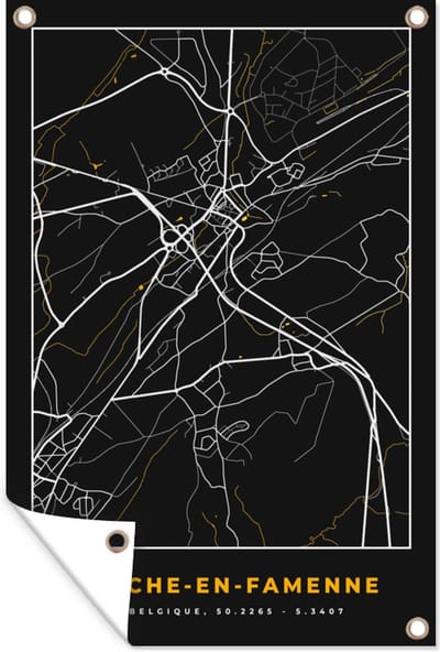 Muurdecoratie Marche-en-Famenne - Kaart - Stadskaart - Goud - Plattegrond - 120x180 cm - Tuinposter - Tuindoek