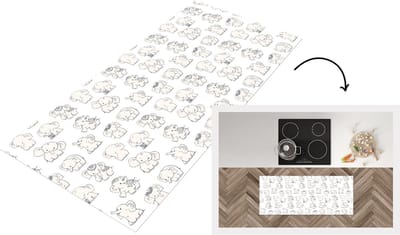 Keukenloper - Loper keuken - Olifant - Patroon - Baby - 120x50 cm - Keukenloper vinyl